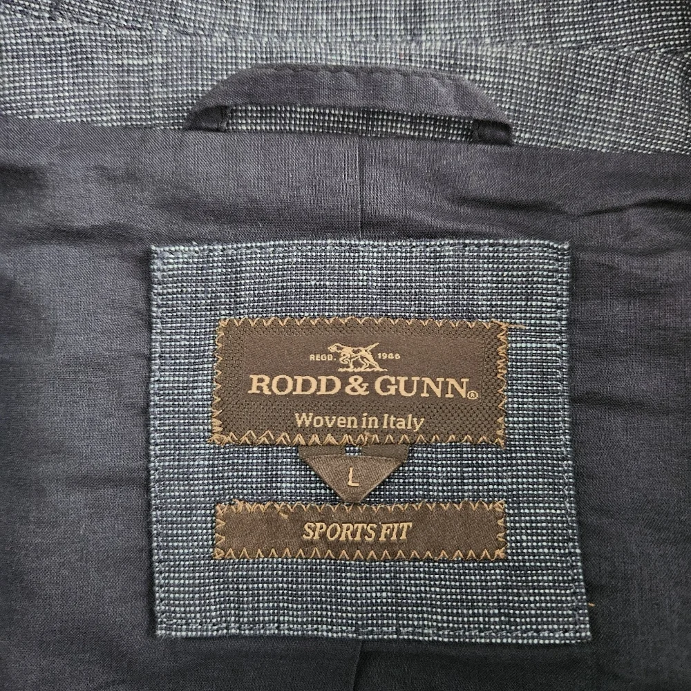 Rodd & Gunn Men's Blue Linen Blazer L Large Sport Fit 2-Button Jacket Sport Coat - Picture 3 of 15